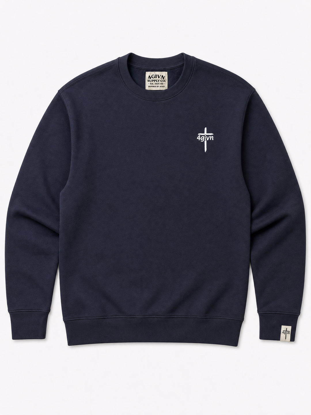 Stand Firm Ink Blue sweater flat lay