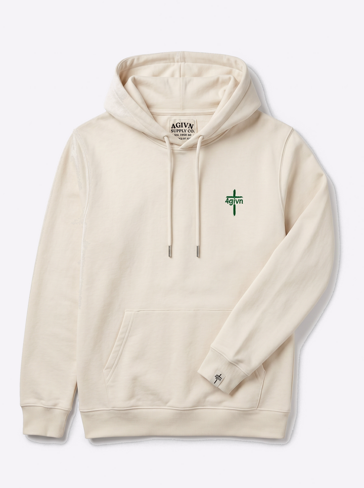 Daughter of the King Natural Raw hoodie flat lay