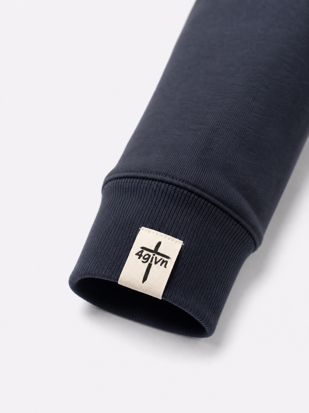 4GIVN geweven mouwlabel, navy sweater