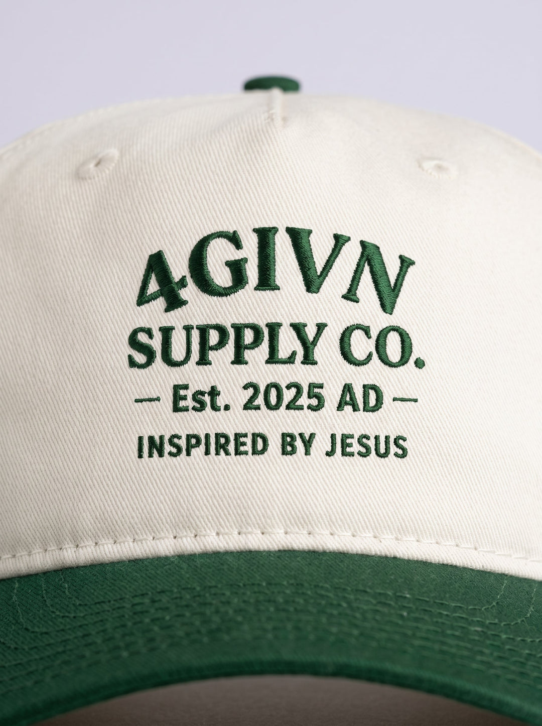 4GIVN Signature Cap pine green off-white detail logo voorkant